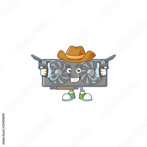 The brave of gaming VGA card Cowboy cartoon character holding guns