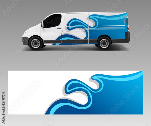 van decal wrap design vector for Company branding . Graphic wrap decal and sticker template vector