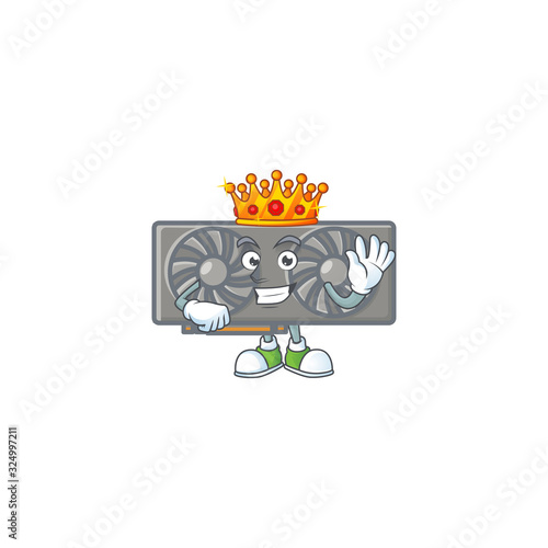 A dazzling of gaming VGA card stylized of King on cartoon mascot design