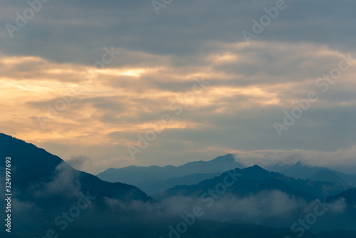 Landscape mountain blue tone background.