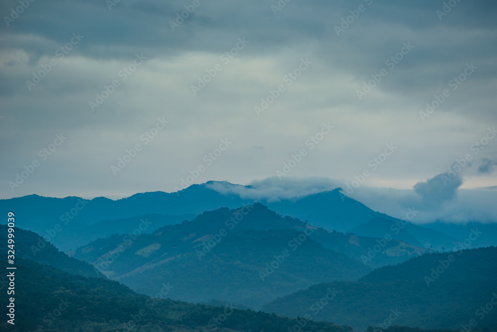 clouds in the sky and mountain nature background