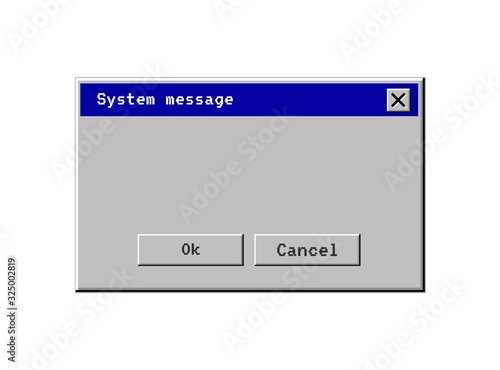 Retro computer window. PC dialog box. Old user interface warning message. Retro browser and error message popup