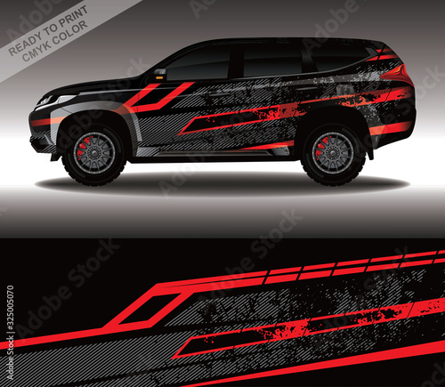 Car wrap decal design vector, custom livery race rally car vehicle sticker and tinting.