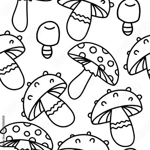  mushrooms coloring pattern vector illustration
