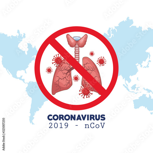 coronavirus infographic with world map and lungs