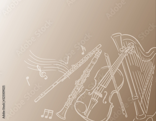 オーケストラ楽器がテーマの背景素材