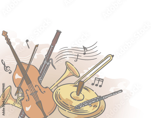 オーケストラ楽器がテーマの背景素材