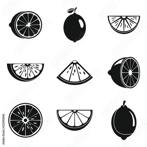 Lime fruit icons set. Simple set of lime fruit vector icons for web design on white background