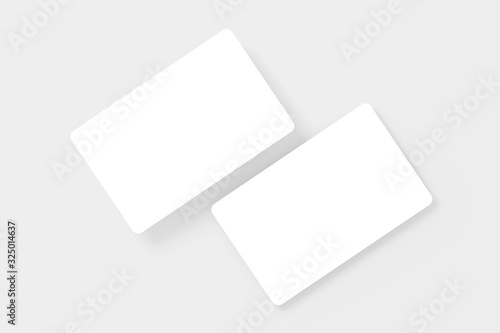 Plastic Credit Cards / Gift Cards 3D Rendered White Blank Mockup photo