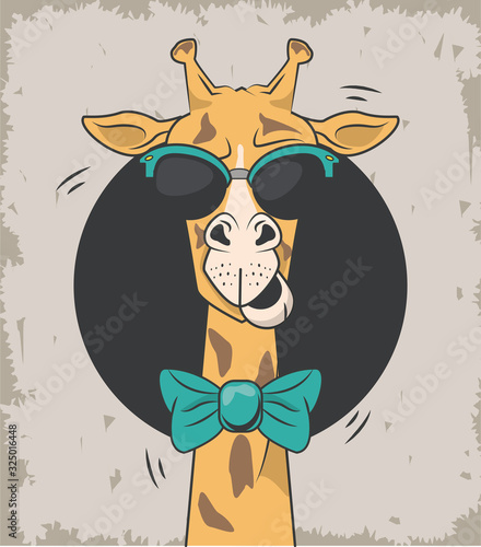 funny giraffe with sunglasses cool style
