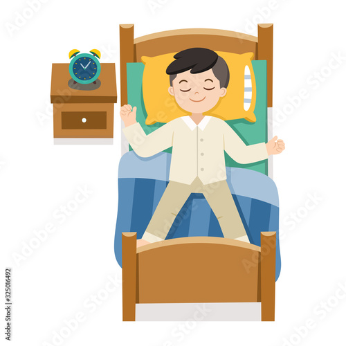 A Little boy sleeping on tonight dreams, good night and sweet dreams.