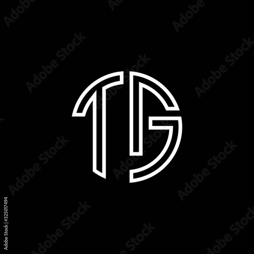 TG monogram logo circle ribbon style outline design template