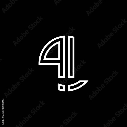 PL monogram logo circle ribbon style outline design template