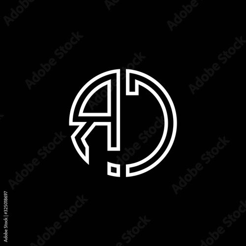 RC monogram logo circle ribbon style outline design template