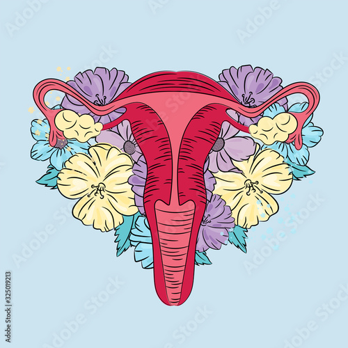 IN LOVE Female Reproductive Medicine Flower Lifestyle Love Life Holiday Floral Print Vector Illustration