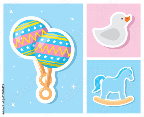 set cute icons of baby shower design