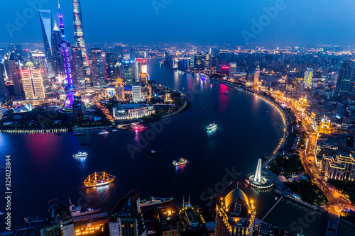 Aerial photography of urban scenery in shanghai, china， 