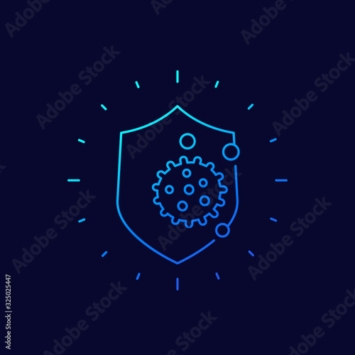 antibacterial and antiviral protection vector line icon