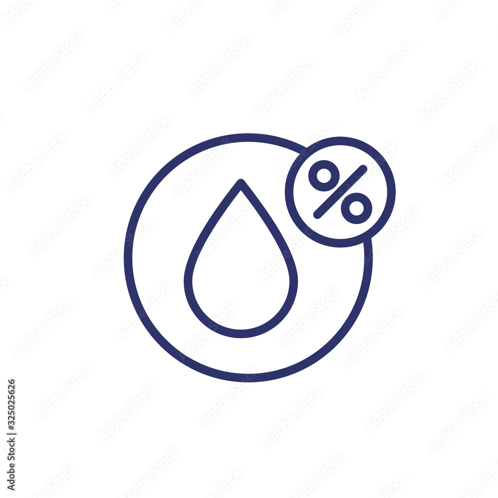 Humidity line icon, water drop and percent Humidity line icon, water drop and percent