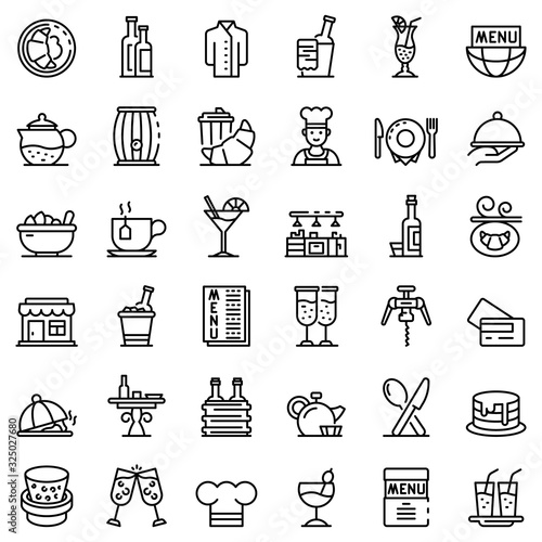 Restaurateur icons set. Outline set of restaurateur vector icons for web design isolated on white background