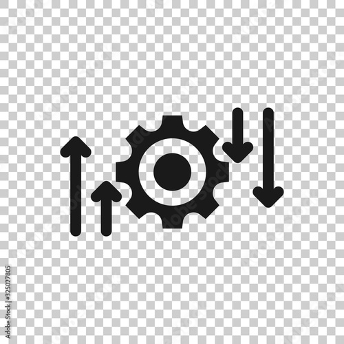 Process icon in flat style. Arrow and gear vector illustration on white isolated background. Optimization business concept.