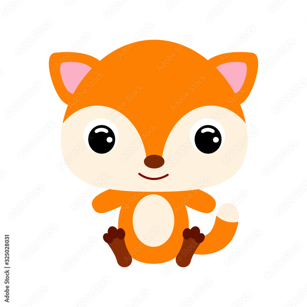 Cute little sitting fox. Forest animal. Flat vector stock illustration Cute little sitting fox. Forest animal. Flat vector stock illustration