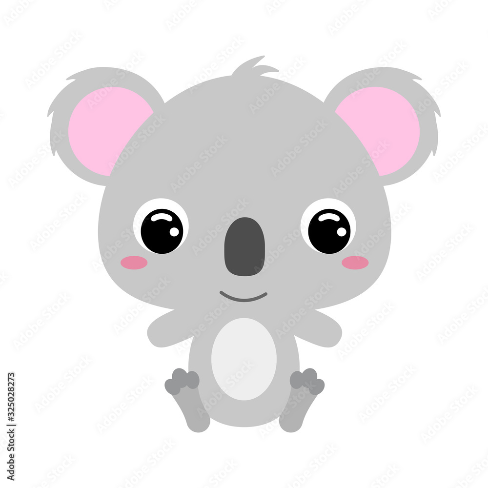 Fototapeta premium Cute little sitting koala. Flat vector stock illustration
