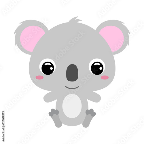Cute little sitting koala. Flat vector stock illustration