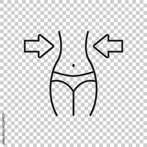 Weight loss icon in flat style. Belly vector illustration on white isolated background. Athletic waist business concept.