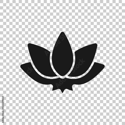 Lotus icon in flat style. Flower leaf vector illustration on white isolated background. Blossom plant business concept.