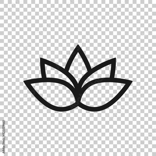Lotus icon in flat style. Flower leaf vector illustration on white isolated background. Blossom plant business concept.