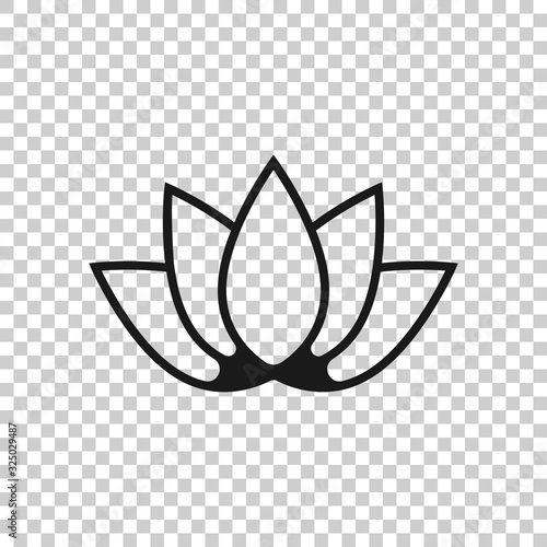 Lotus icon in flat style. Flower leaf vector illustration on white isolated background. Blossom plant business concept.