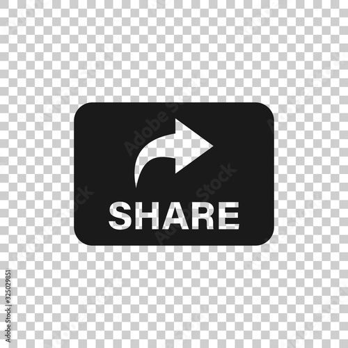 Share button icon in flat style. Arrow sign vector illustration on white isolated background. Send file business concept.