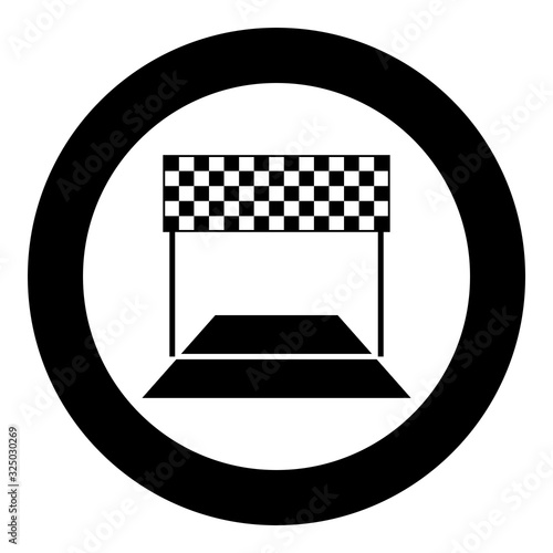 Finish concept Maraphon line racing panorama road icon in circle round black color vector illustration flat style image