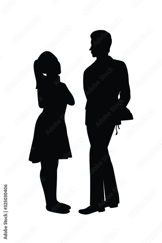 Couple lover with flower silhouette vector