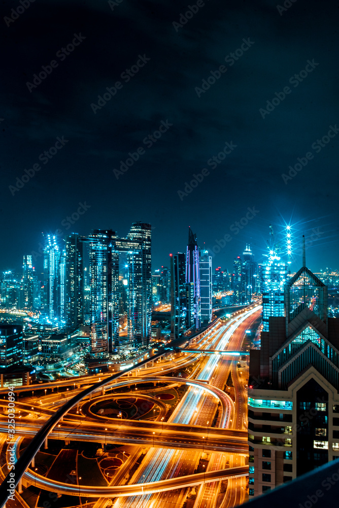 Obraz premium Amazing night dubai downtown skyline, Dubai, United Arab Emirates