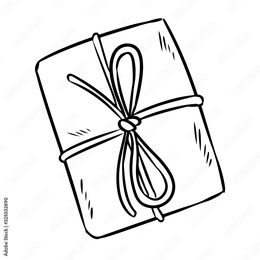 Gift Doodle Icon Vector Hand Draw Stock Illustration