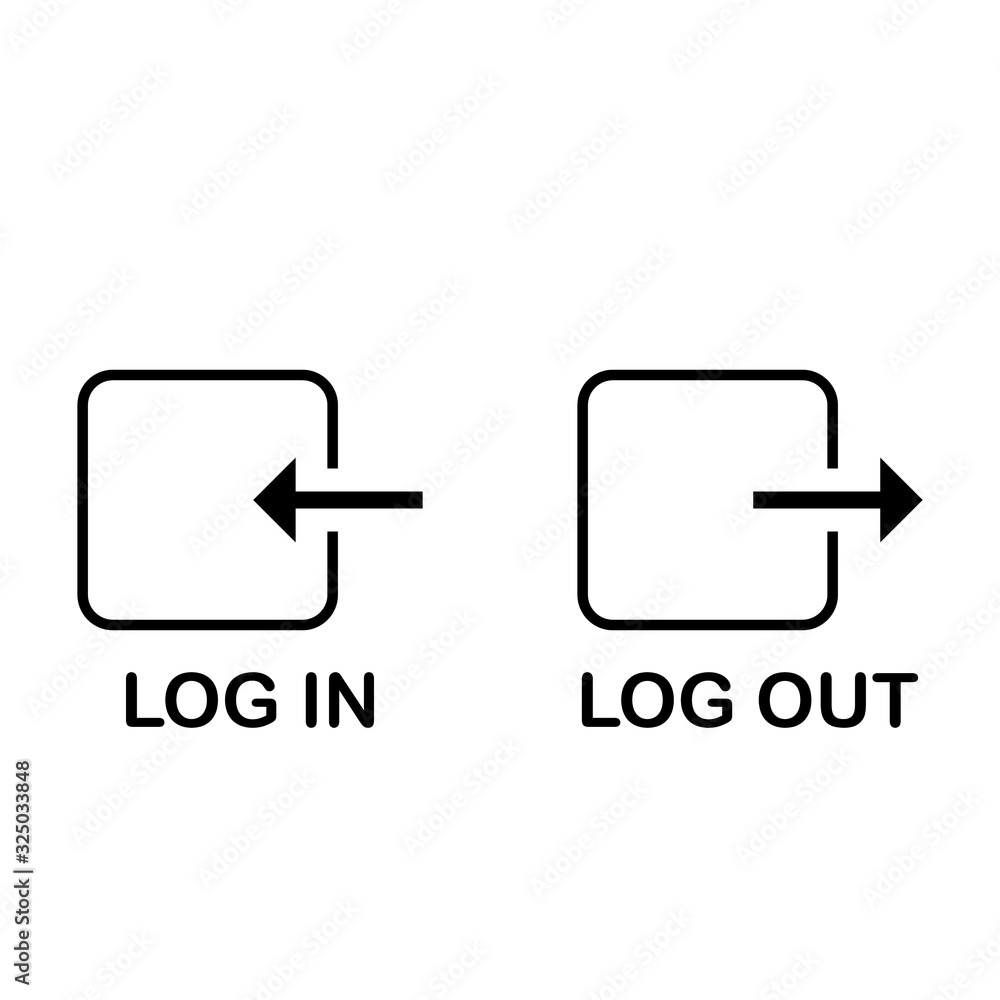 Fotografie Log in and log out icons set