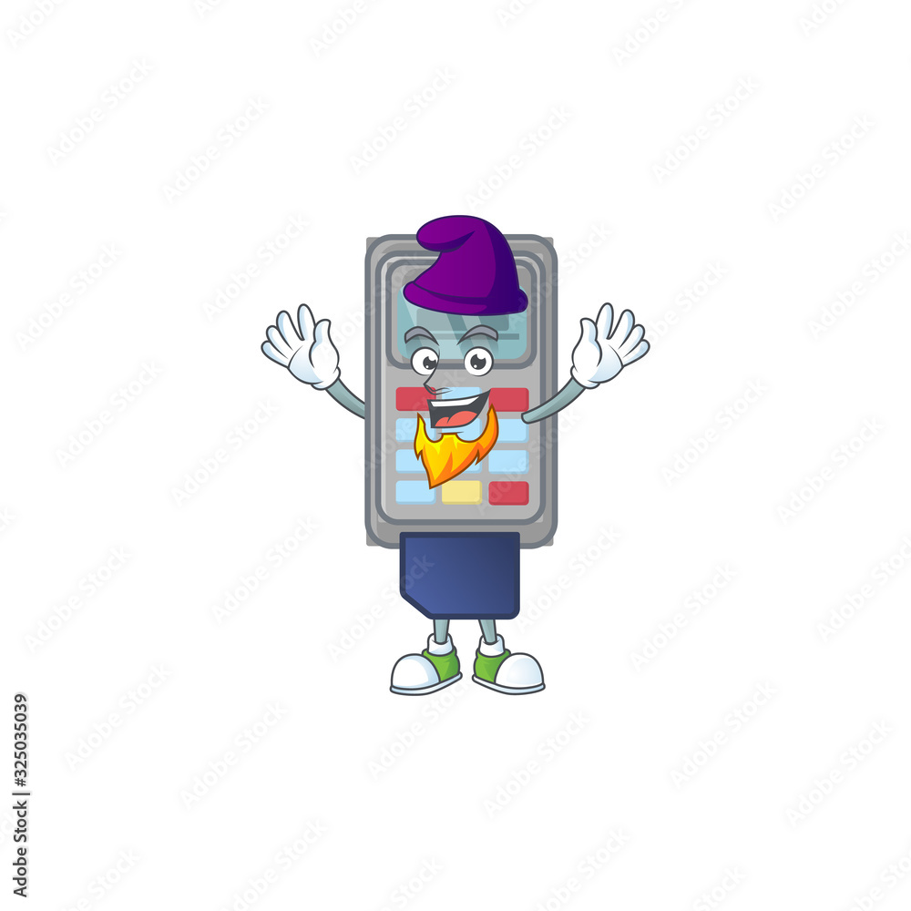 Cute POS machine mascot icon performed as an Elf on the stage Cute POS machine mascot icon performed as an Elf on the stage