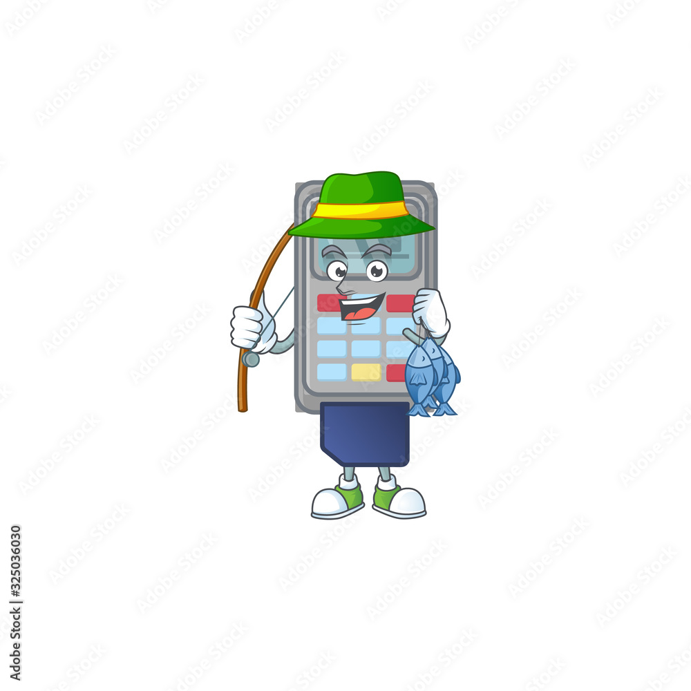 A mascot design of Fishing POS machine with 3 fishes A mascot design of Fishing POS machine with 3 fishes