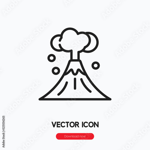 Volcano icon vector. Linear style sign for mobile concept and web design. Volcano symbol illustration. Pixel vector graphics - Vector.	