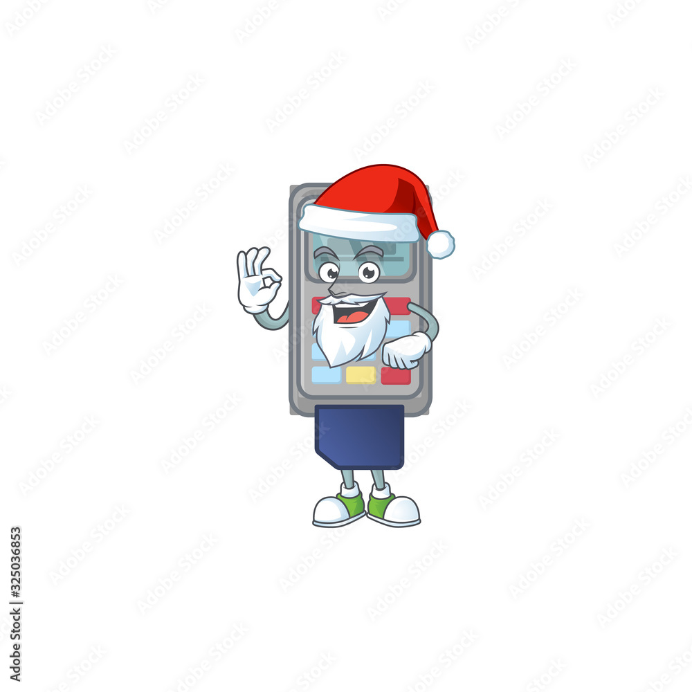 A lovely Santa POS machine mascot picture style with ok finger A lovely Santa POS machine mascot picture style with ok finger