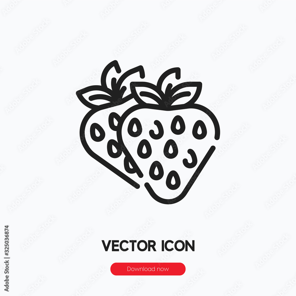 Strawberry icon vector. Linear style sign for mobile concept and web design. Strawberry symbol illustration. Pixel vector graphics - Vector. Strawberry icon vector. Linear style sign for mobile concept and web design. Strawberry symbol illustration. Pixel vector graphics - Vector.