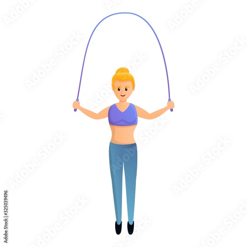 Girl jump rope icon. Cartoon of girl jump rope vector icon for web design isolated on white background