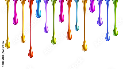 Colorful nail polish drops isolated on white background