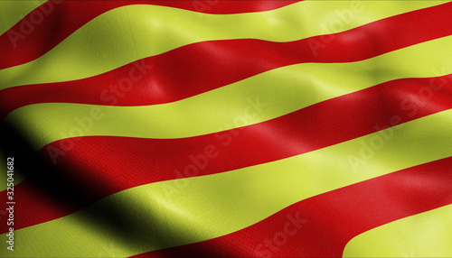 Free Download 3D Waved France Coat of Arms Department Flag of Pyrenees Orientales - GFXLoad