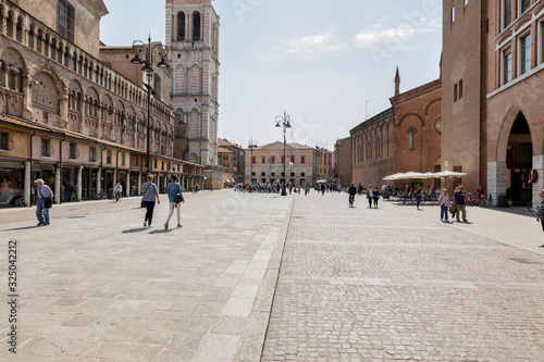 A tourist walk through the beautiful city of Ferrara. Ferrara, Italy, 5/7/2018