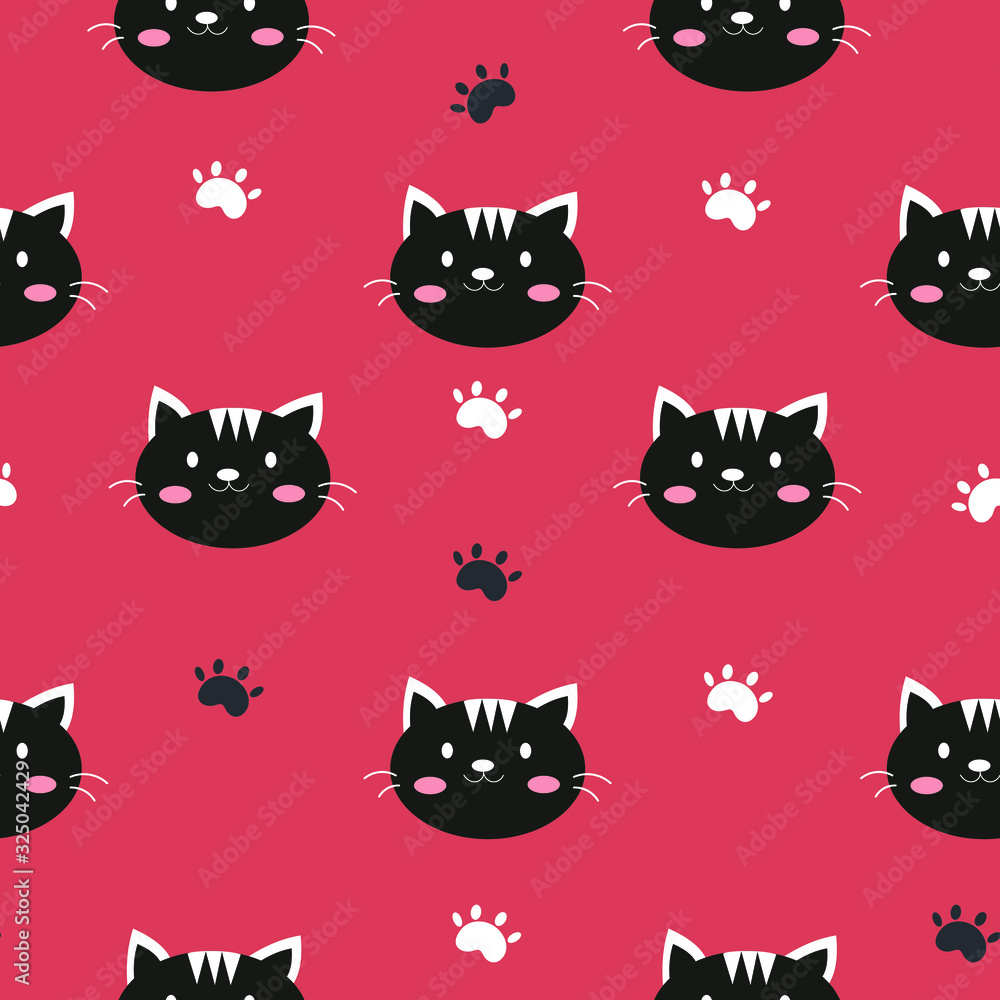 seamless pattern cute cat for fabric print