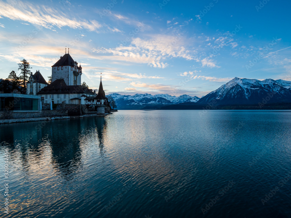 Fototapeta premium Oberhofen Castle Lake Thun, Switzerland