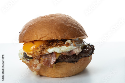 Burger on a white background for the menu of a cafe, restaurant, bar
